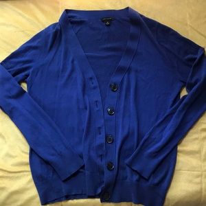 Ann Taylor blue silk cardigan sweater Size M